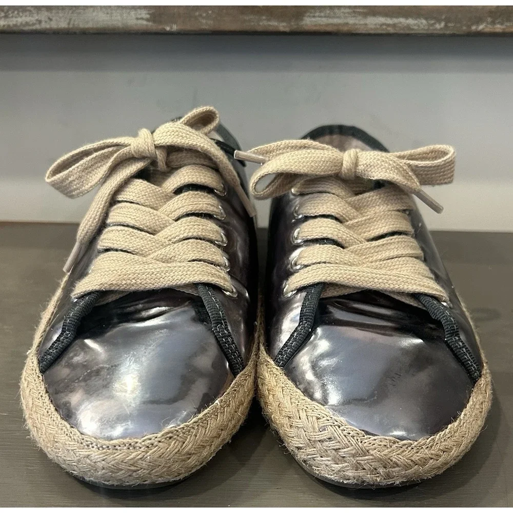 EMU Australia Agonis Mirror Gunmetal/Pewter Espadrille Sneaker Lace Up Women's 9